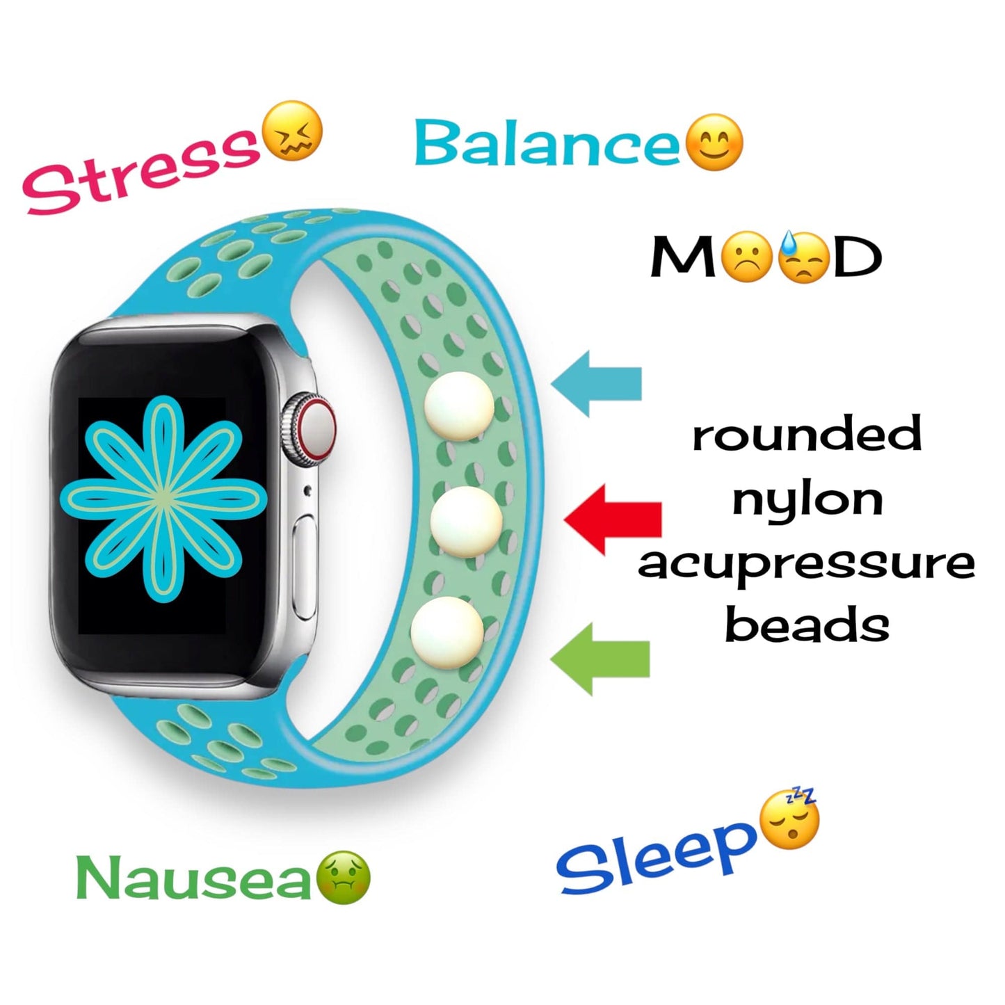 AcuWatch Acupressure Band – 3-Acubead Silicone Design for Relaxation and Wellness