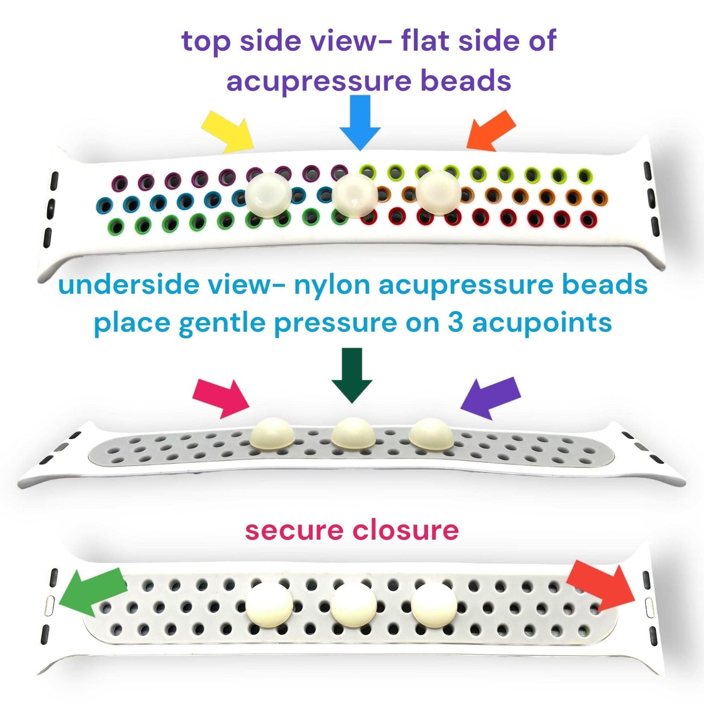 AcuWatch Acupressure Band – 3-Acubead Silicone Design for Relaxation and Wellness