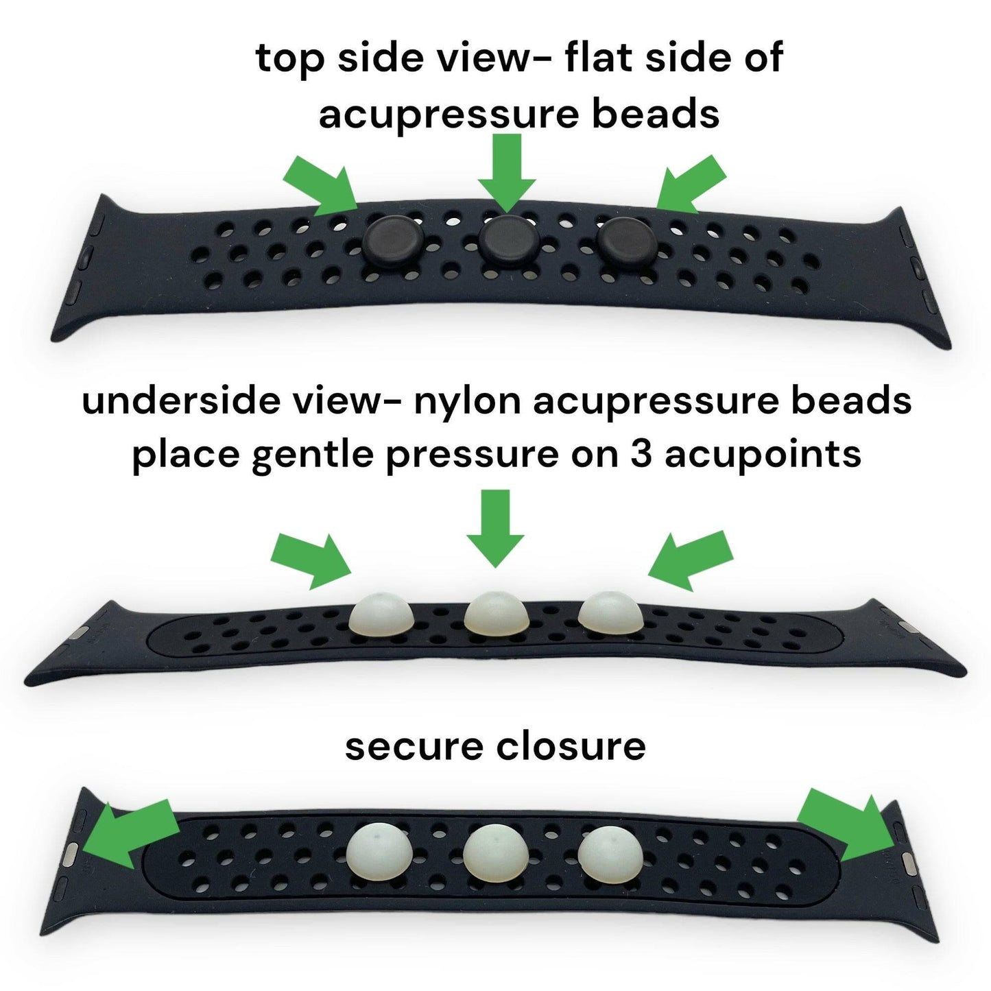 AcuWatch Acupressure Band – 3-Acubead Silicone Design for Relaxation and Wellness