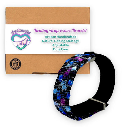 Calming Bracelet – Adjustable Acupressure Band with VELCRO® Brand Fasteners for Stress Relief – Stylish, Artisan Made