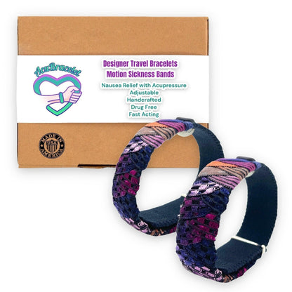 Designer Anti-Nausea Bracelets – Adjustable Motion Sickness Relief and Calming Bands – Pair with VELCRO® Fasteners